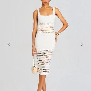 Retrofete Cream Crochet Midi Dress